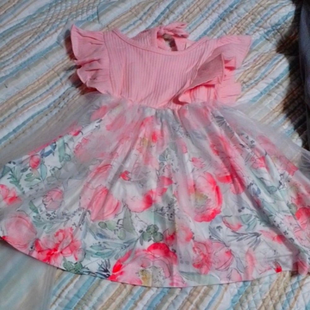 Pink floral kids 12 to 18 months dress